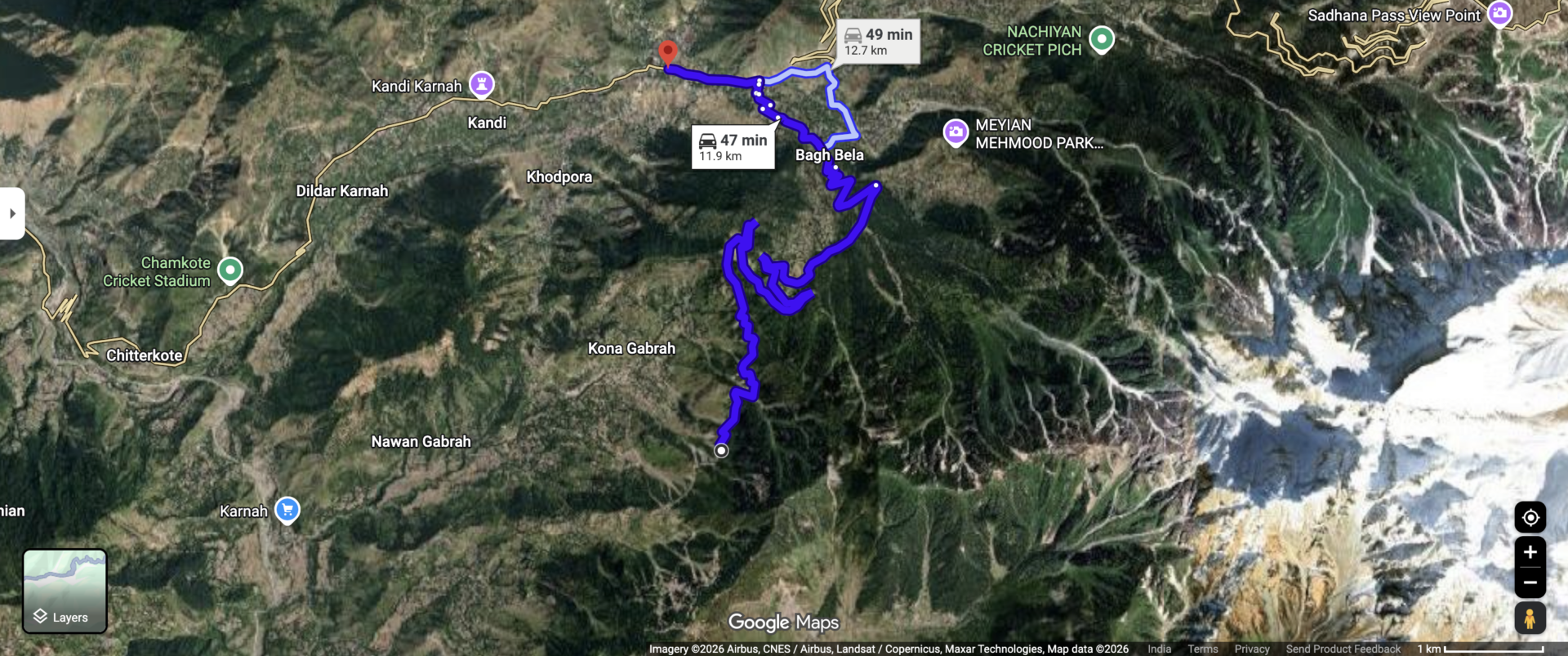 Approximate distance and travel time to the nearest hospital